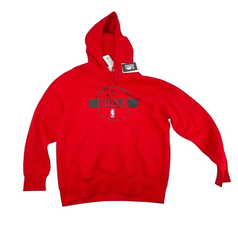 Nike Men's Hoodie Chicago Bulls NBA Authentics Red Cotton Blend Large